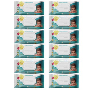 Toalhas Umedecidas para Bebê 12 Pacotes de 100 Folhas cada com Tampa Flip Top Easy Now Baby