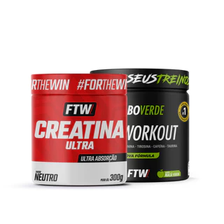Kit Creatina Ultra 300g + Pré-Workout 300g Sabor Maça Verde Diabo Verde - FTW