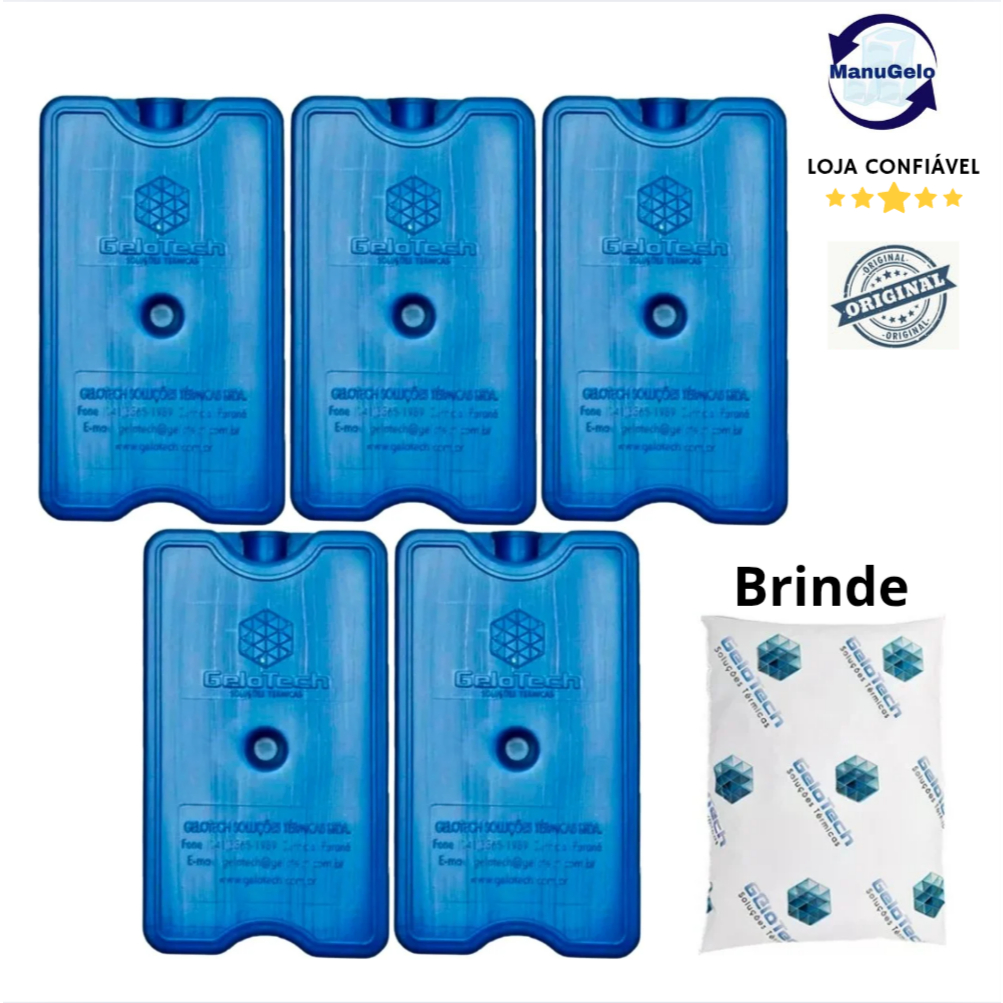 Gelo em gel artificial rígido reutilizável 500 ml Gelotech 5 unidades ...