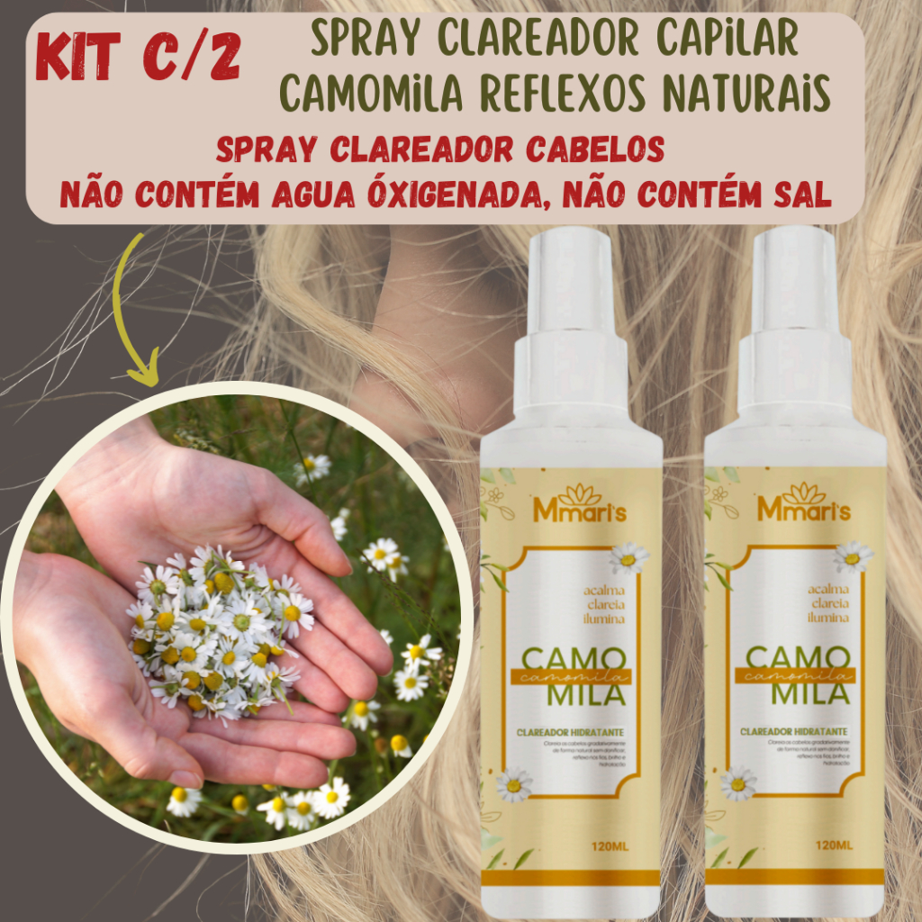 Clareador De Cabelo Iluminador Capilar Camomila Clareamento Gradativo ...