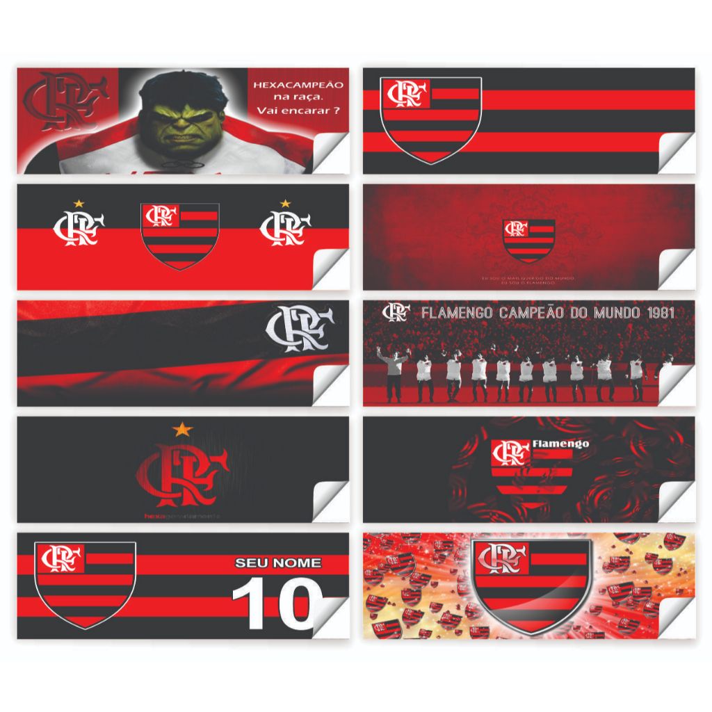 kit Adesivos decoretivos VERSÁTIL tema FLAMENGO - TAM-25x8 cm (PAR62 ...