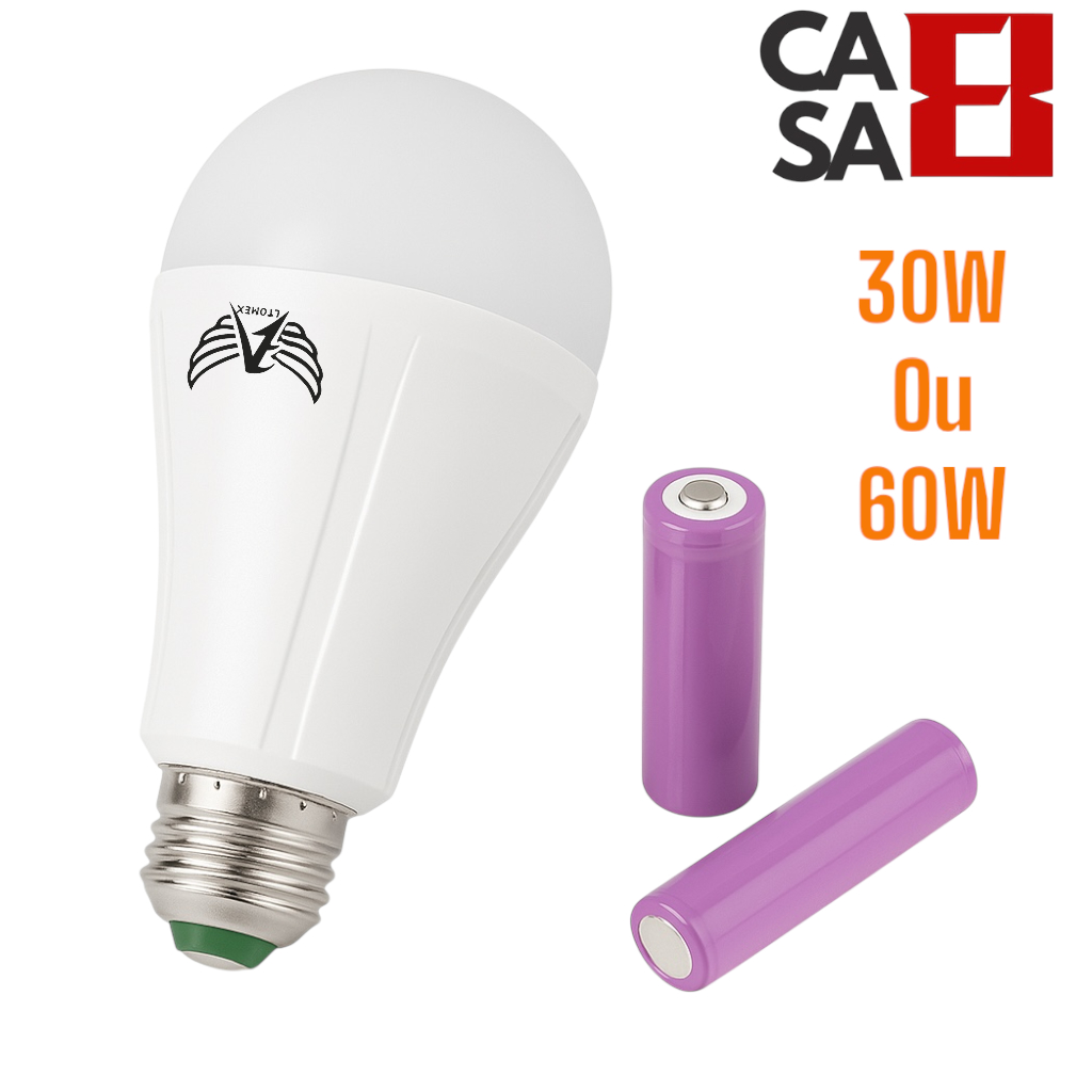 Lâmpada LED Emergência com Bateria Recarregável Dupla 30W/60W Branca ...