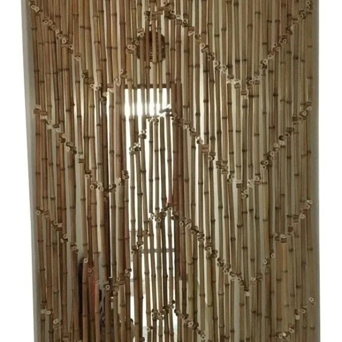 Cortina de Bambu Natural Com Botões em Bambu