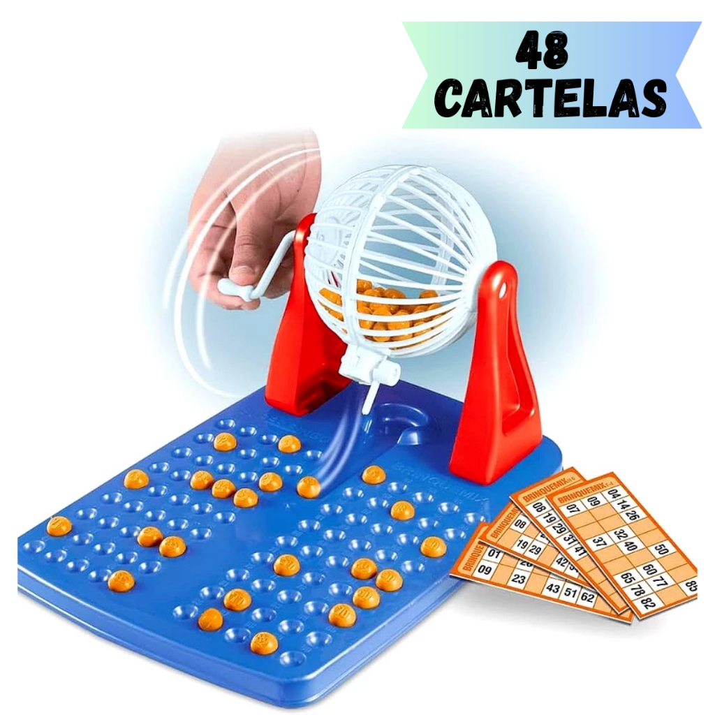 Jogo de Bingo Brinquedo Infantil 48 Cartelas 90 Bolinhas com Globo ...