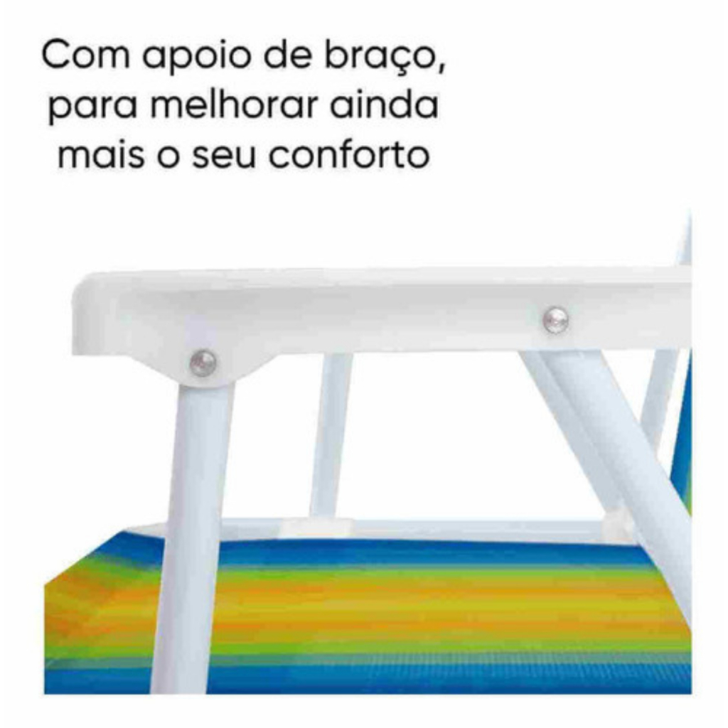 Kit 6 Cadeira de Praia Aço Mor 110kg Resistente CORES SORTIDAS Oferta