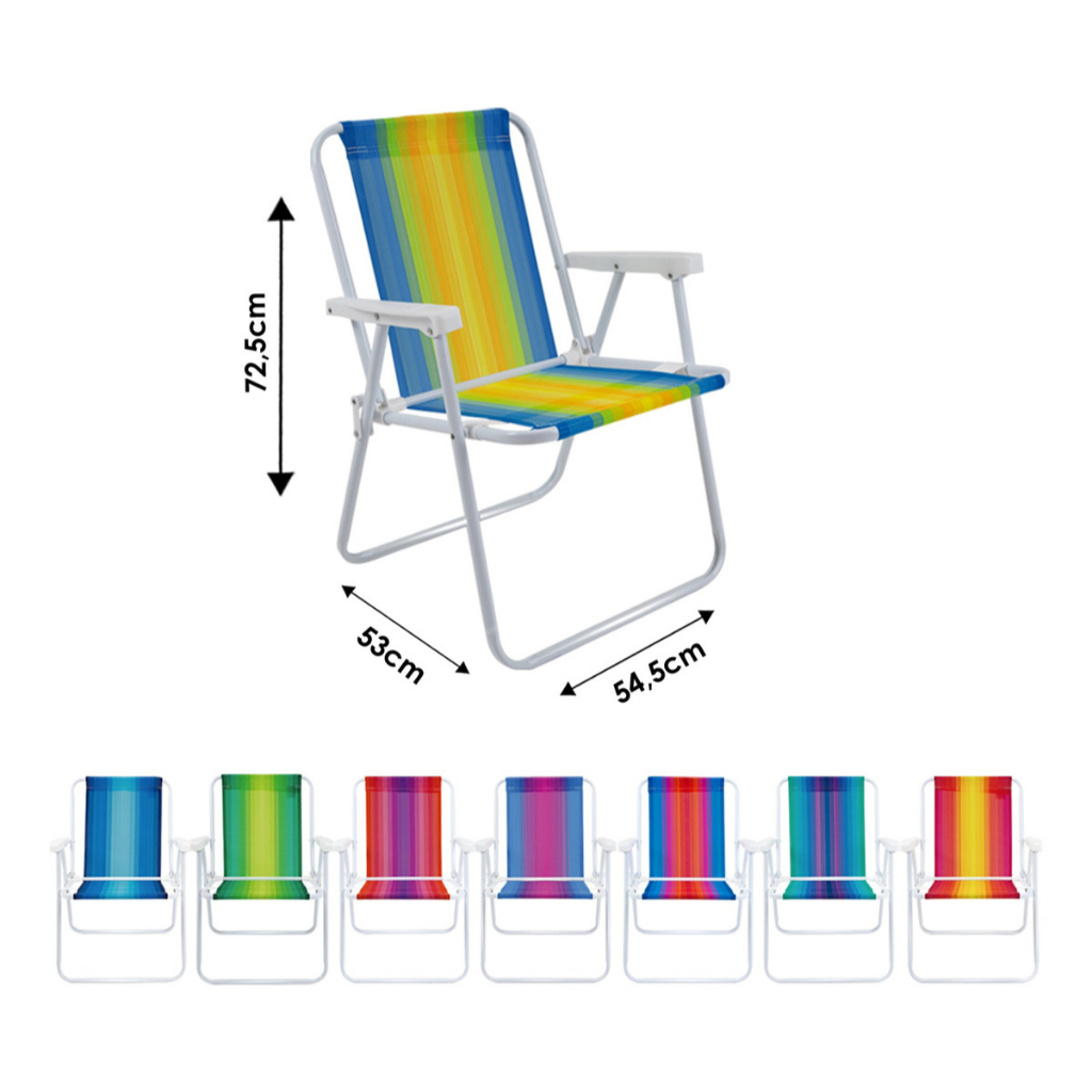 Kit 6 Cadeira de Praia Aço Mor 110kg Resistente CORES SORTIDAS Oferta - 4