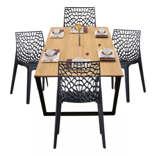 Mesa Industrial com 4 Cadeiras Gruvyer – Ideal para Cozinhas e Salas de Jantar Modernas