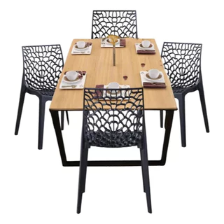 Mesa Industrial com 4 Cadeiras Gruvyer – Ideal para Cozinhas e Salas de Jantar Modernas