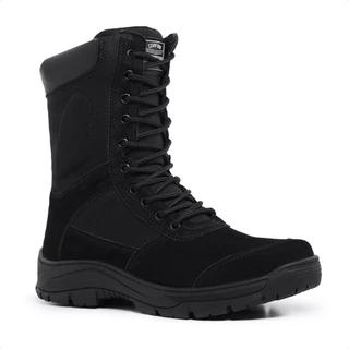 Bota Masculina Coturno Masculino Tático em Couro com Zíper