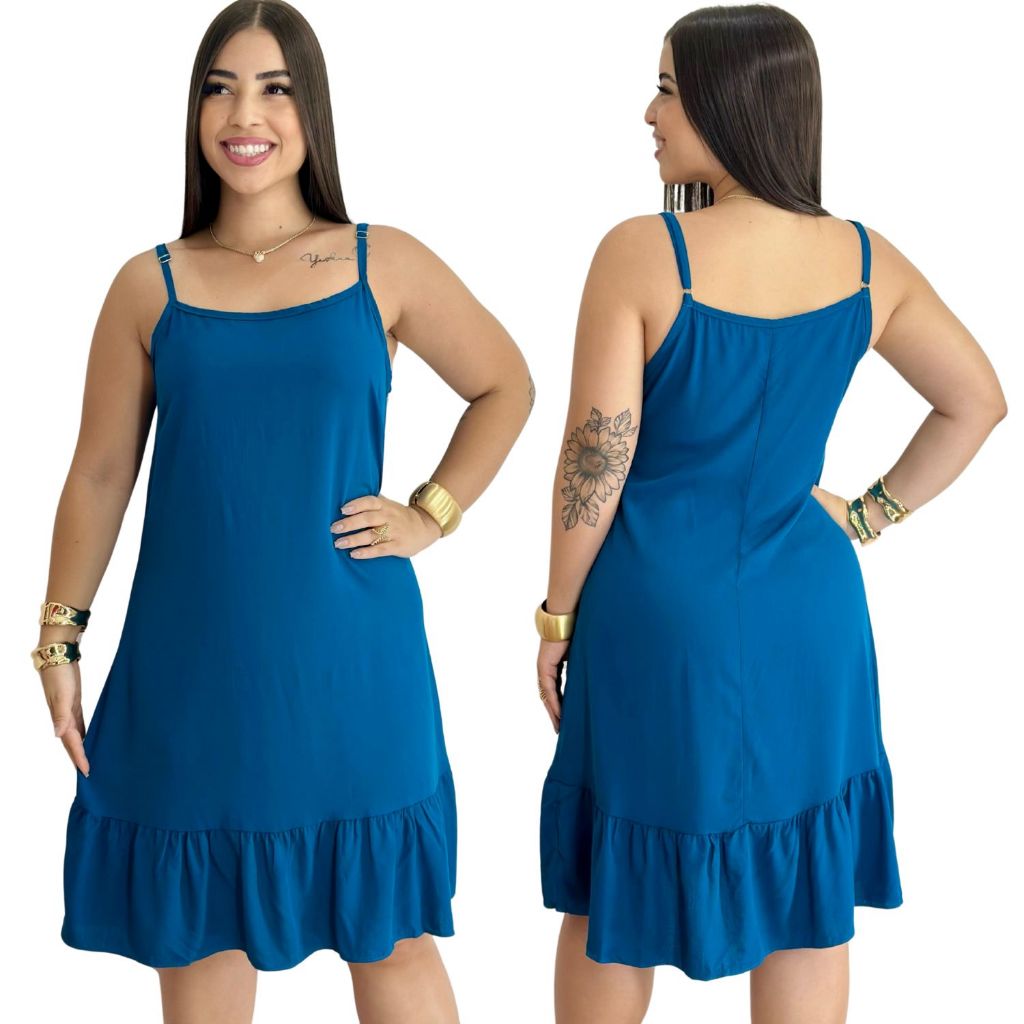 Vestido curto feminino alcinha soltinho tecido Viscolinho Leve Ideal ...