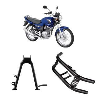 Kit Cavalete Central Tripé e Protetor de Motor Carenagem Pernas Moto YBR 125 2000 até 2008