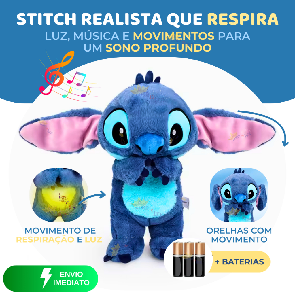 Stitch Que Respira Stitch Pelucia Grande Realista Que Fala Com luz e ...