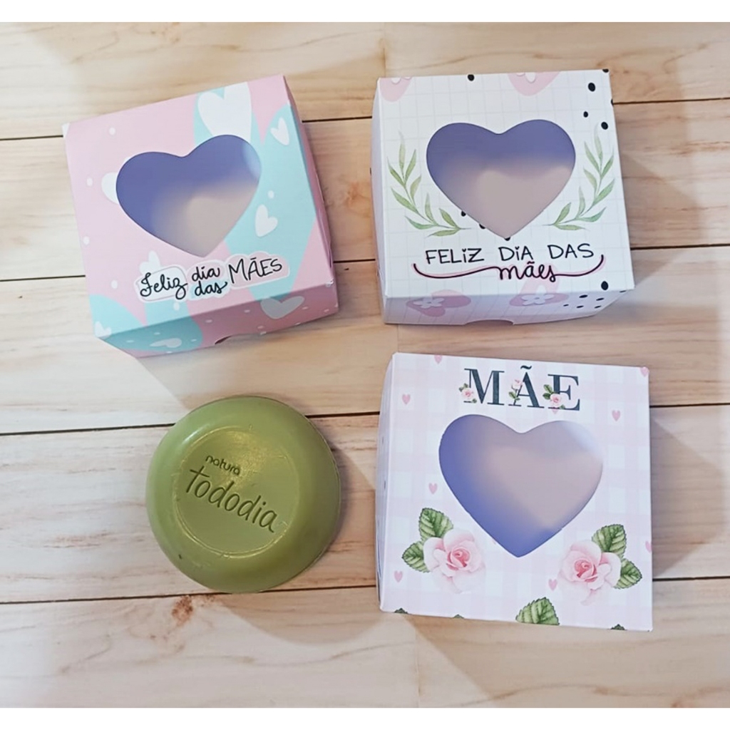 50 Caixas para 1 Sabonete Lembrancinha Embalagem Com Visor de Coração Tema Dia das Mães em Oferta na Shopee