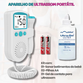 Fetal Doppler Ultrassom Ouvir Batimentos Bebe / Gel / Pilhas - Envio em Até 24 Horas
