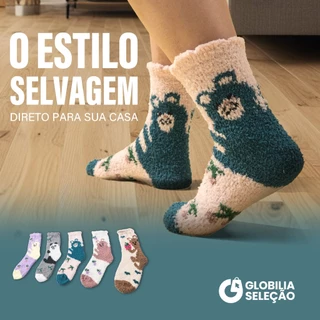 Meias De Casa Feminina Menina Quentes Térmicas Grossas Antiderrapante Com Forro Macio FWZ3319AN em Oferta na Shopee