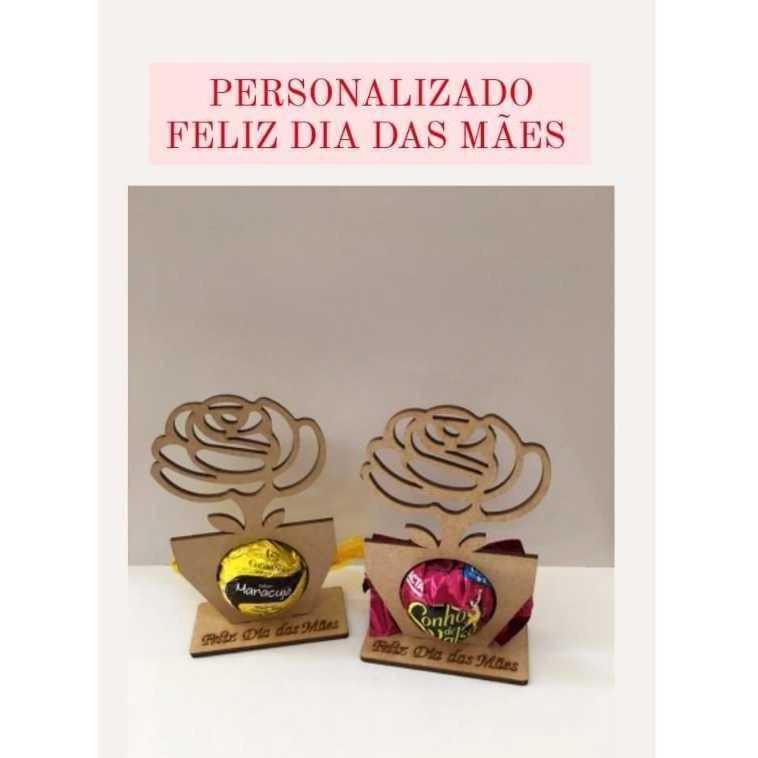 Kit Lembrancinha Flor Feliz Dia Das Mães  Gravado - Porta Bombom Em Mdf Decoração Mesa Evento Festa em Oferta na Shopee