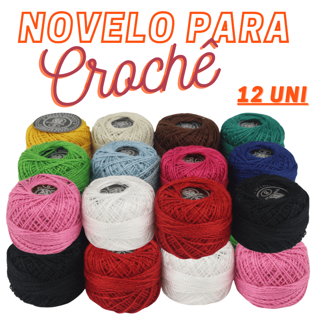 Kit Rolo de linhas Crochê 12 Novelo para Crochê Barbante para Crochê ...