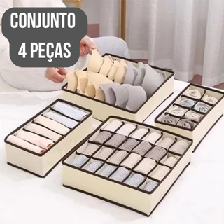 Conjunto 4 Organizador de Gavetas Estojo com Divisorias Para Guarda Roupas Portatil Dobravel Roupas Intimas e Objetos em Oferta na Shopee