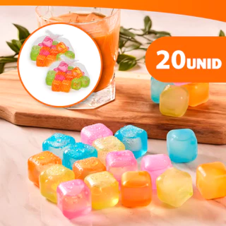 Kit 20 Cubos De Gelo Artificial Reutilizável Cores Variados - Formato Cubo