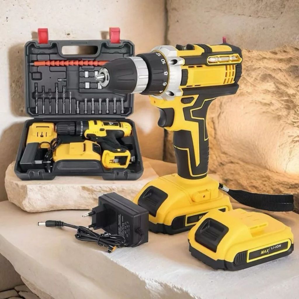 Parafusadeira Furadeira Elétrica 48V Profissional Sem Fio Kit com 2 ...