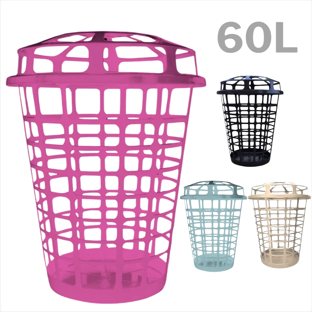 Cesto Organizador de Plástico Telado 60 Litros com Tampa – Amplo Espaço...