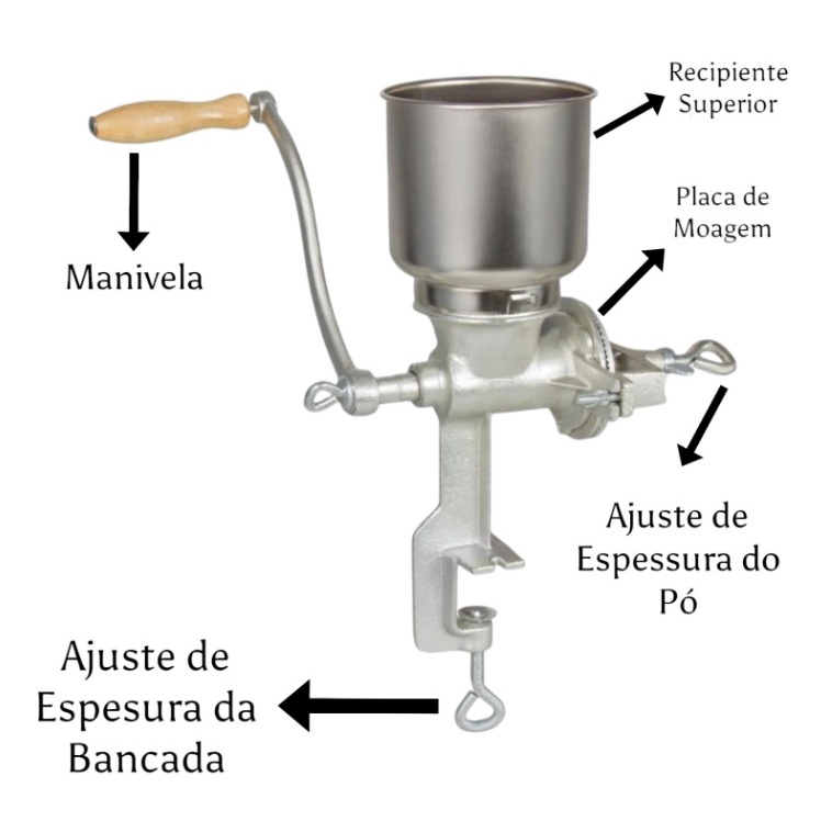 Moedor Moinho Triturador de Café e Grãos Diversos Manivela F