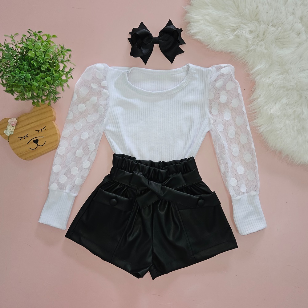 Roupa Infantil Estilosa Conjunto Blogueirinha Manga Tule | Shopee Brasil