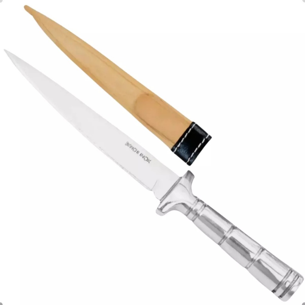 Faca Esportiva 6 Inox Cabo Alumínio Afiada Com Bainha Couro | Shopee Brasil