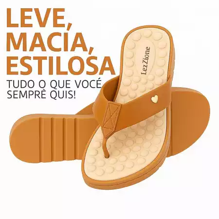 Kit 2 Pares Chinelo Feminino Tamanco Ortopedica Tratorada Confortavel Massageadora Caramelo/Preto