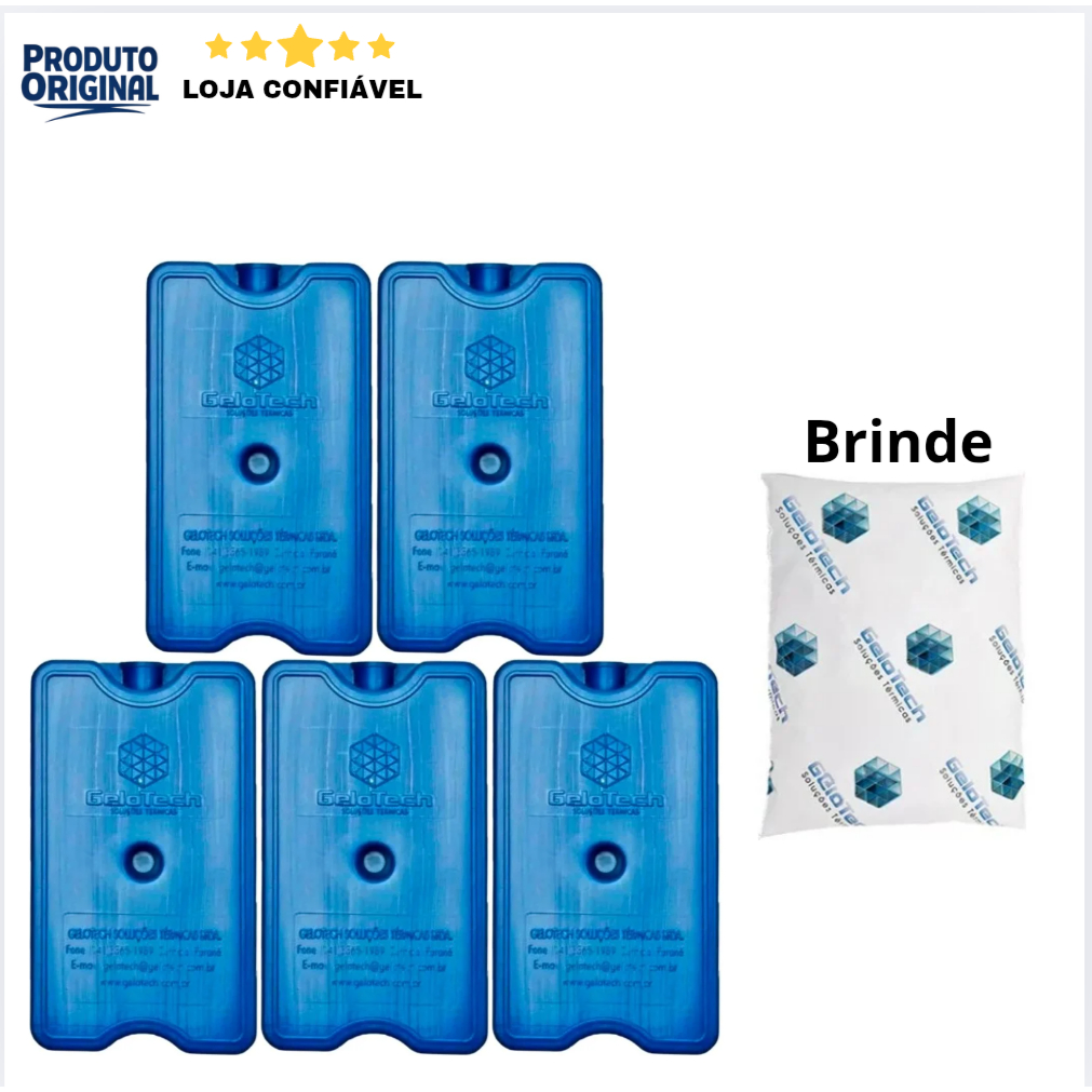 Gelo em gel artificial rígido reutilizável 500 ml Gelotech 5 unidades ...