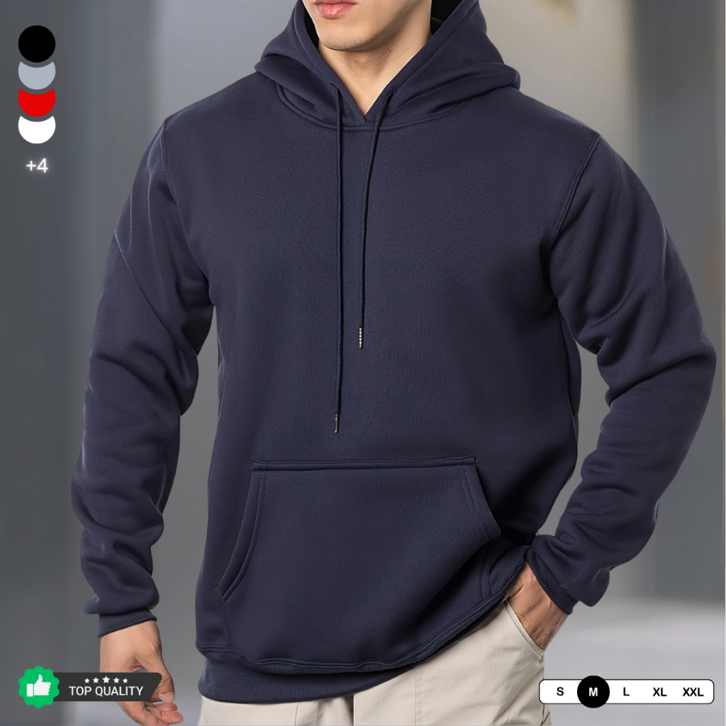 Blusa Moletom Masculina Grossa Casaco De Frio C/ Capuz Bolso