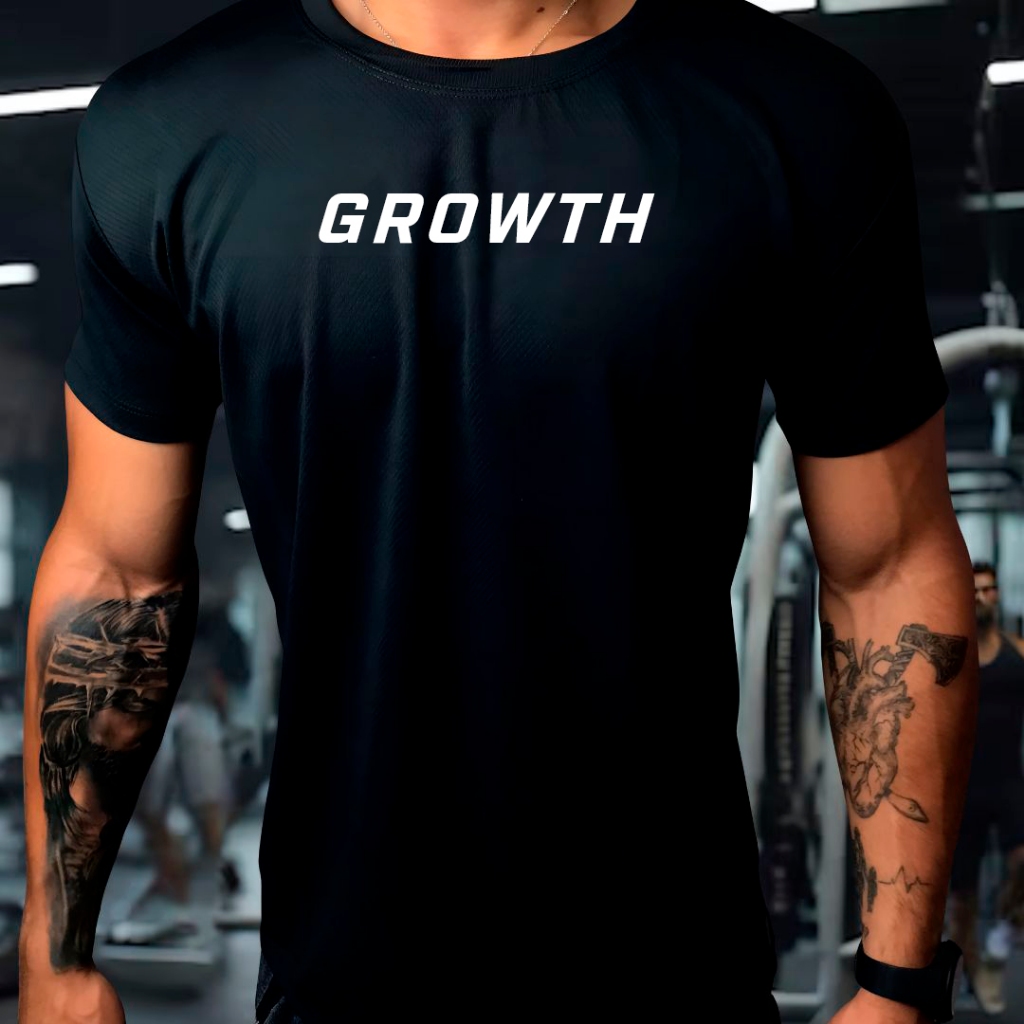 Camisa Dry Fit Masculina - Modelo GRWTH Academia, Corrida, CrossFit ...
