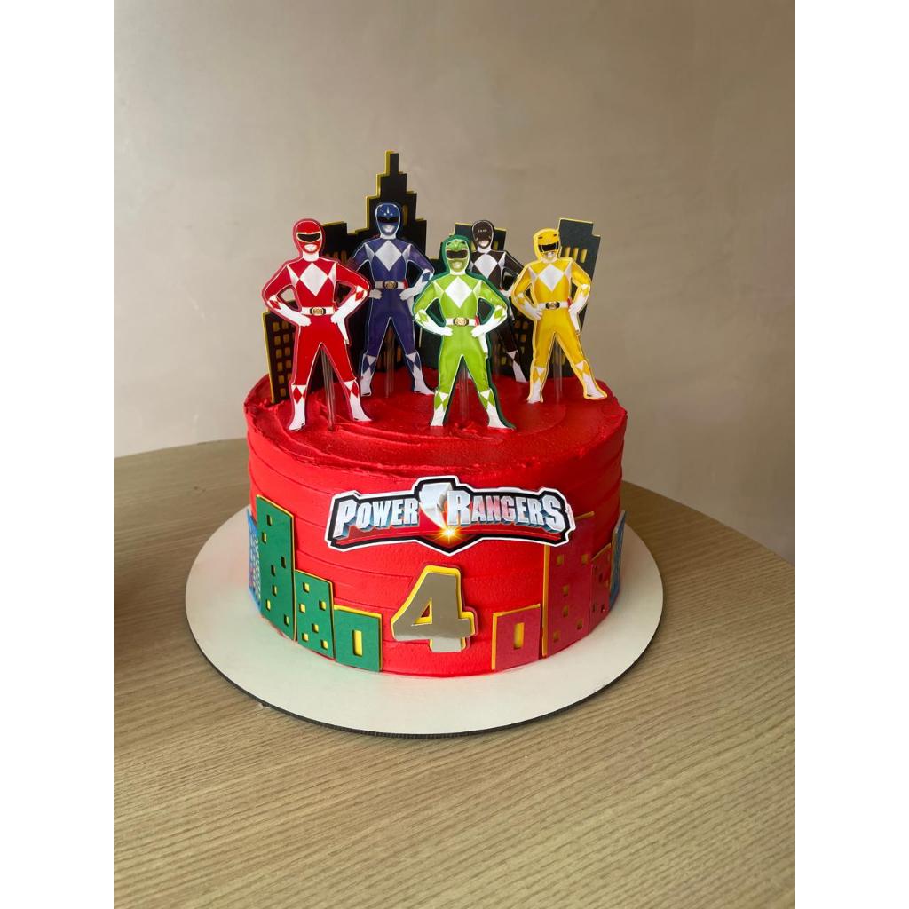 Topo de Bolo Personalizado Power Rangers | Shopee Brasil