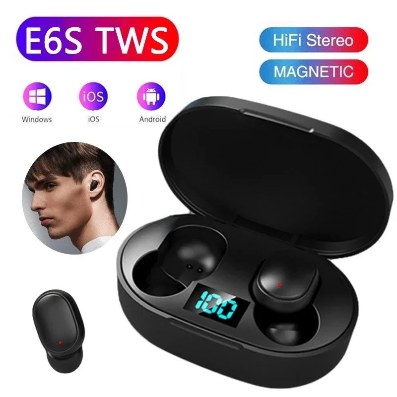 Fone De Ouvido Sem Fio E6s Bluetooth 5.0 Tws Com Tela LED Digital