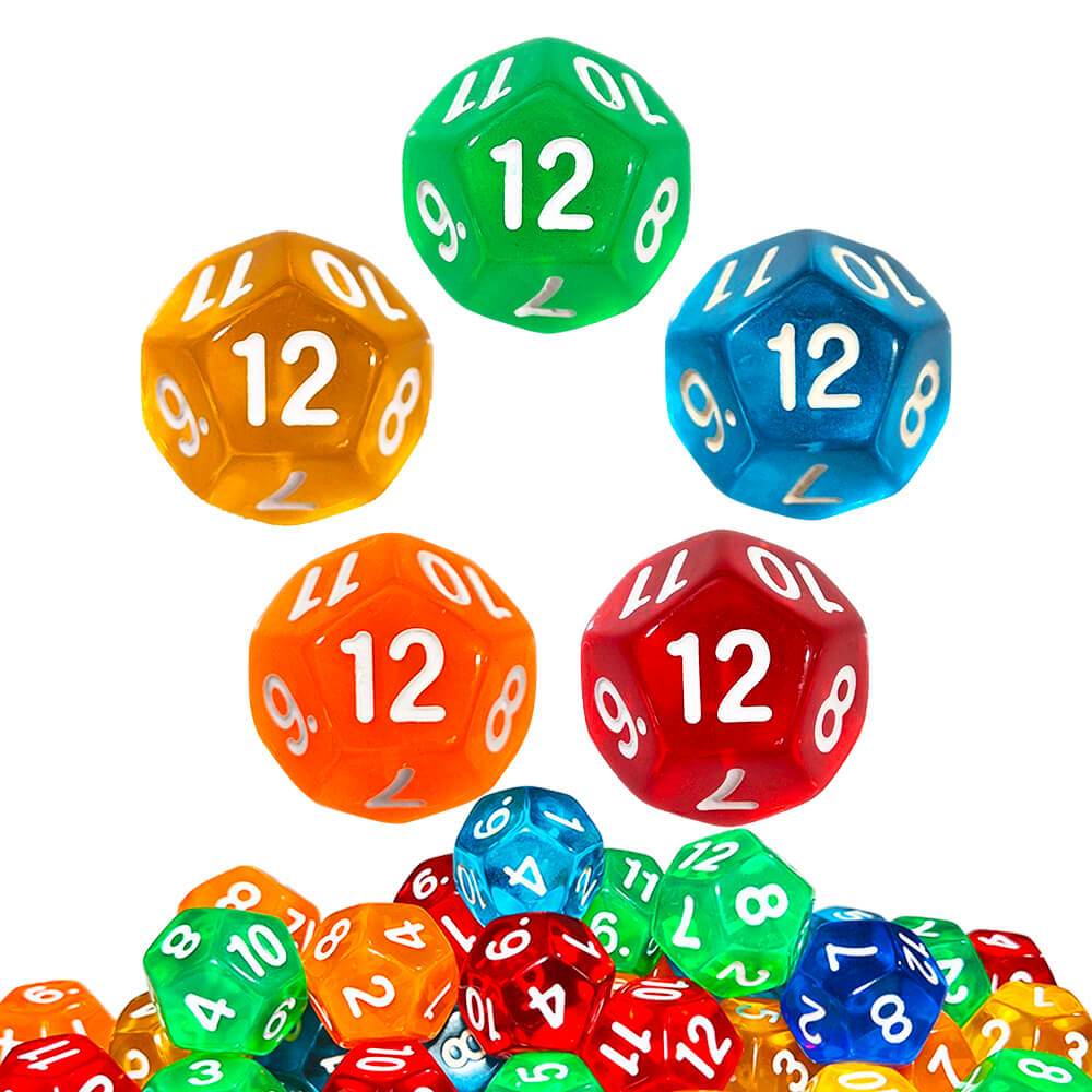 Kit 5 Dados D12 - 12 Faces Dice - RPG - Tabletop - Doze