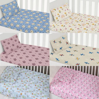 Lençol De berço Americano Com fronha 100% Algodão Estampado Baby Infantil Menino Menina em Oferta na Shopee