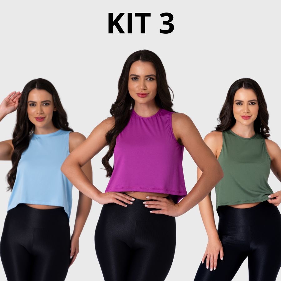 Kit 3 Cropped básico recorte flow blusa Feminina Roupa Feminina Para ...