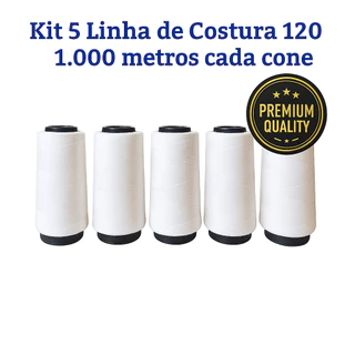 Kit 5 Linha De Costura 120 De 1.000 metros, Branco, Preto e Colorido em Oferta na Shopee