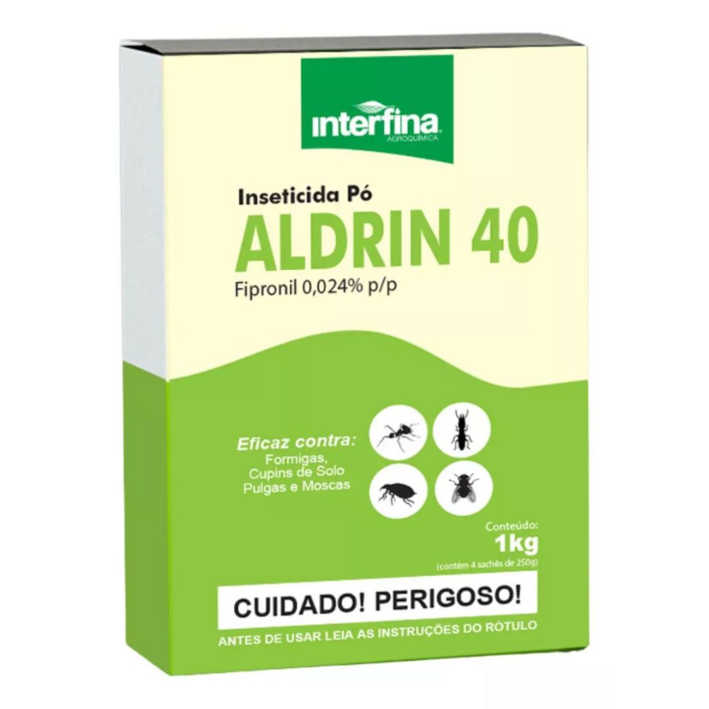 Aldrin 40 pó 1kg Inseticida cupins de solo, pulgas, carrapatos e ...