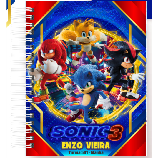 Agenda Escolar SONIC Personalizado com Nome - ESCOLHER CAPA