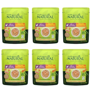 Sachê Guabi Natural Gatos Frango Salmão Cereais Integrais e Vegetais 85g 6 Unidades