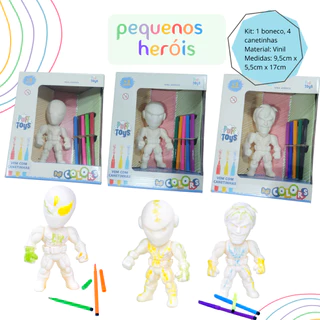 Boneco de Vinil Macio Para Pintar – Pequenos Protetores – Articulado | Canetinhas Inclusas