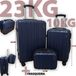 Mala de viagem 23kg com frasqueira kit 2 ou 3 com rodinha 360° mala 23kilos promoção menor preco