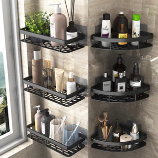KIT Suporte De Shampoo Prateleiras De Banheiro Sem Furo Premium - Space Aluminium Alta qualidade