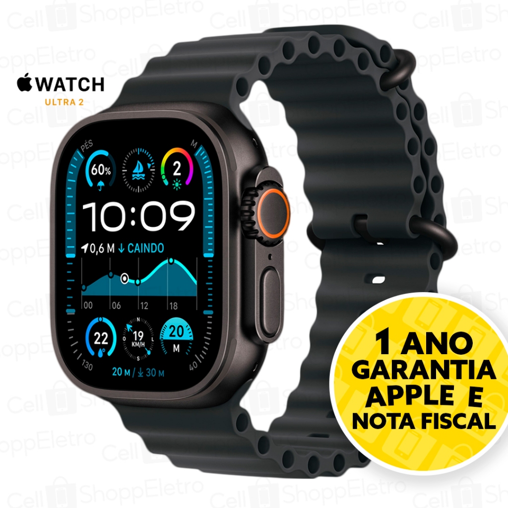 Relógio Apple Watch Ultra 2 49mm GPS + Cellular com Pulseira Oceano 1 Ano Garantia com Nota Fiscal