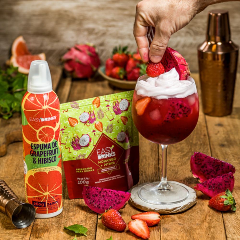 Preparo para Drinks Easy Drinks - Lichia, Morango e Pitaya, Frutas
