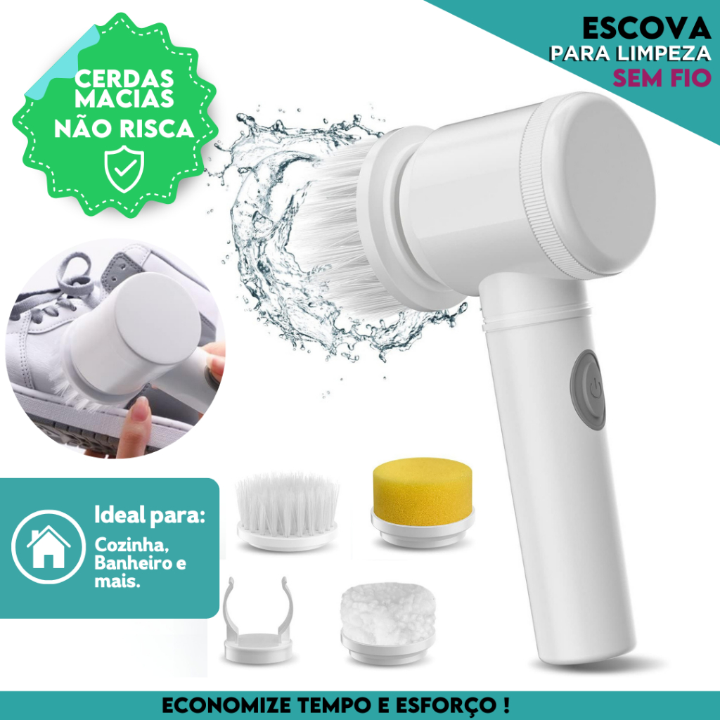 Escova Elétrica Para Limpeza Pesada Recarregável Limpador Multiuso Sem ...