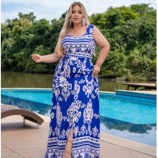 Conjunto Cropped Top E Saia Longa Com Fenda Plus Size Feminina Veste do 46 Ao 50