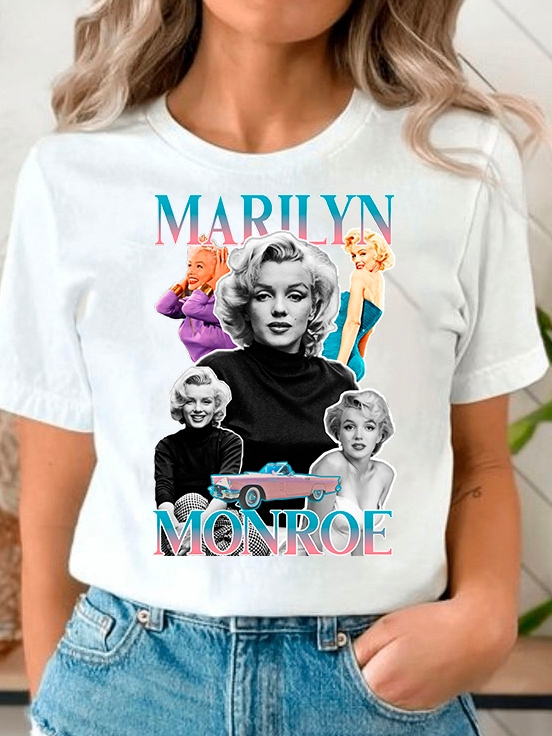T-shirt Femme Vintage Marilyn Monroe, Motif Rétro Noir, Taille S – Neuf Sans étiquettes, 100% Coton