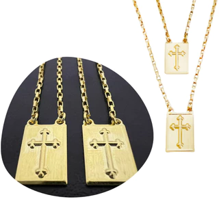Escapulário Colar Masculino Plaquinha Cruz Crucifixo Banhado a Ouro 18k em Oferta na Shopee